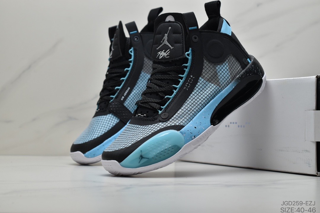 Air Jordan 34 Black Jade Blue Shoes - Click Image to Close